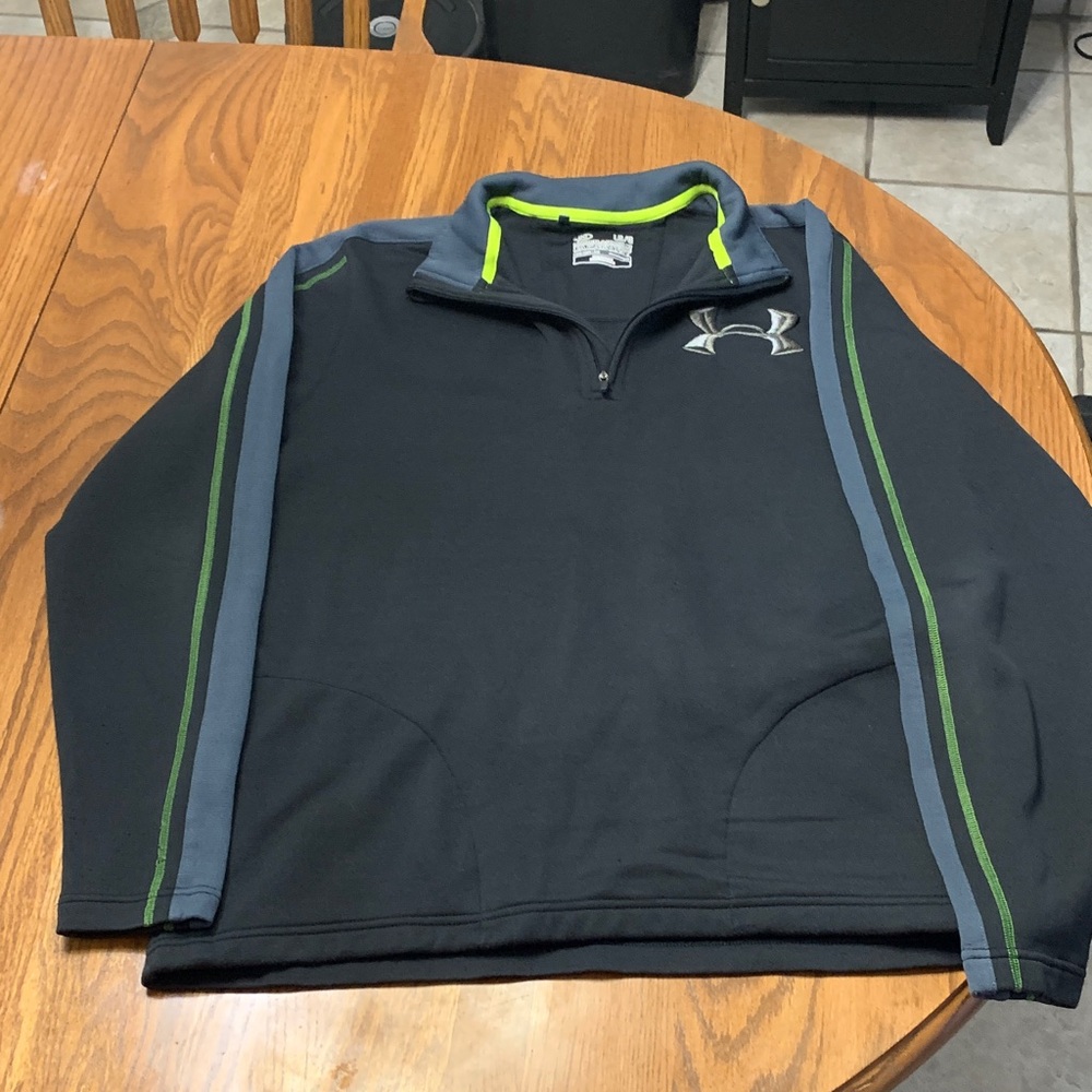 Under Armour Men's Black and Gray Shirt with Green Accents